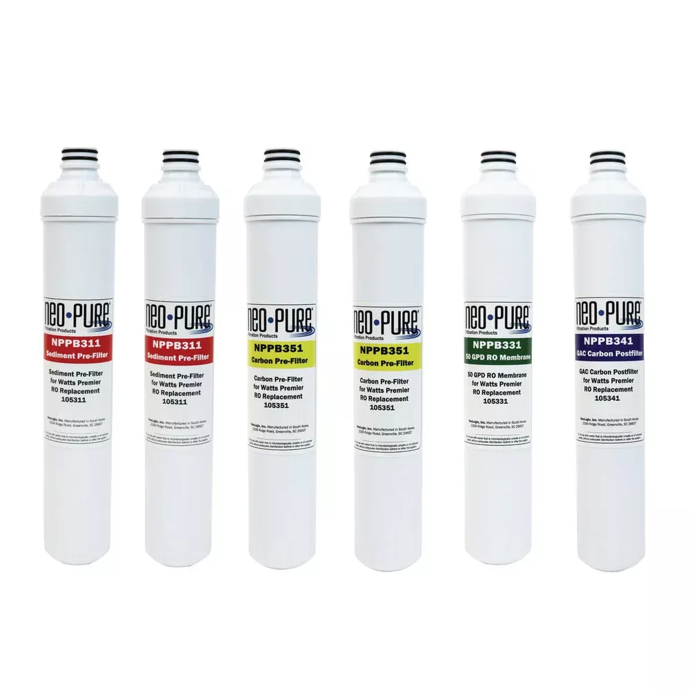 Neo-Pure RO Pure Plus VOC 6 Pack Filter Kit Replacement For Watts Premier WP531161