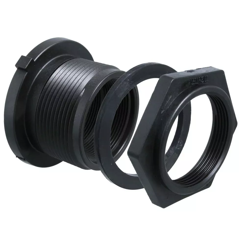 Norwesco 1 1/4" Double Threaded Polypropylene Bulkhead Fitting