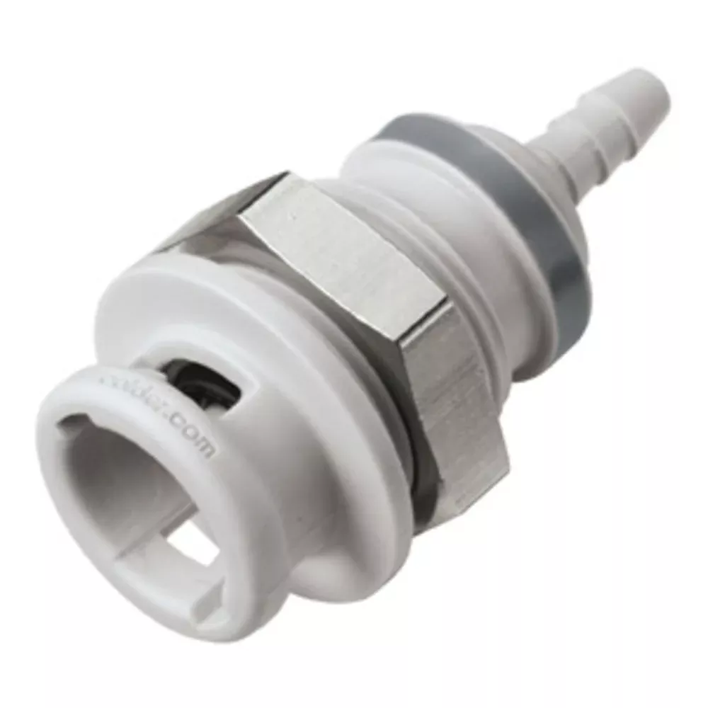 NS2D1602 Valved Panel Mount Hose Barb Coupling Body 1/8 ID Barb