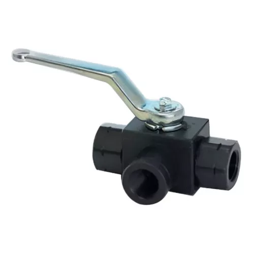 PCI BK3-12-NPT-1125-L 1/2 in. x 1/2 in. NPTF Full Port Three-Way Diverter Valve - 5145 PSI, Black Oxide Coating