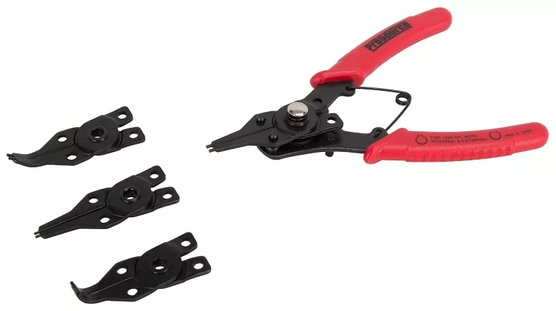 ProSource 10002-PRP-53L Snap Ring Plier Set, 6-1/8 in OAL, Red Handle, Cushion Grip Handle, 3/4 in W Tip