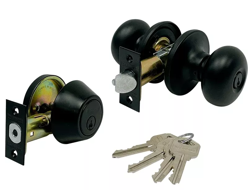 ProSource BFX9L1BSR4V24 Combo Lockset, Knob Handle, Baron Design, Matte Black, 3 Grade, Metal, Pack of 2