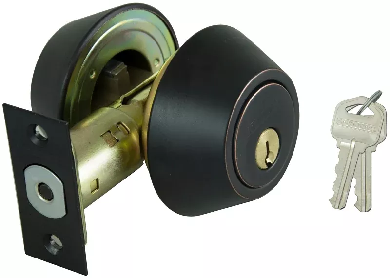 ProSource DBX2V-PS Deadbolt, 3 Grade, Aged Bronze, 2-3/8 to 2-3/4 in Backset, KW1 Keyway, 1-3/8 to 1-3/4 in Thick Door, Pack of 3
