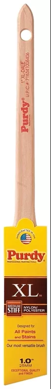 Purdy 144080310 Paint Brush, 1 in W, Angular Brush, Nylon/Polyester Bristle, Rat Tail Handle