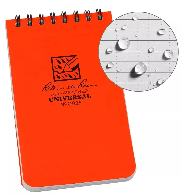 Rite in the Rain OR35 Pocket Sized Notebook, Universal Pattern Sheet, 3 x 5 in Sheet, 50-Sheet, Gray Sheet