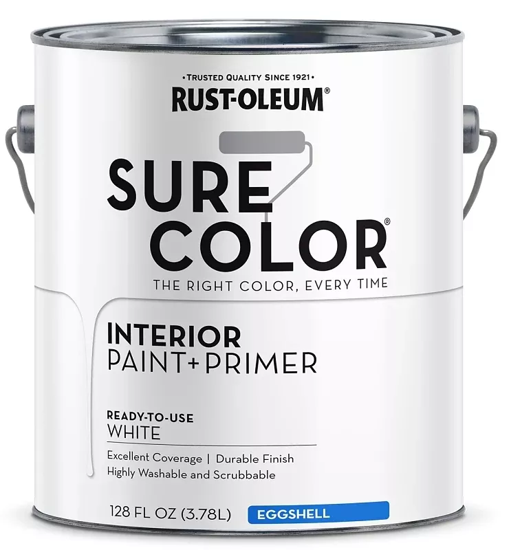 Rust-Oleum Sure Color 380217 Interior Wall Paint, Eggshell, White, 1 gal Can, 400 sq-ft Coverage Area, Pack of 2