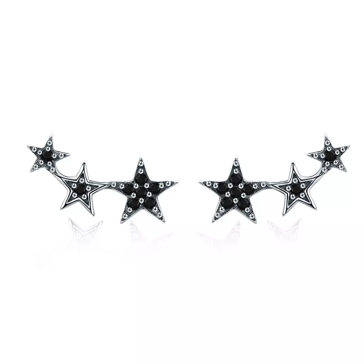 S925 Oxidized Silver Pavé CZ Earrings for Women
