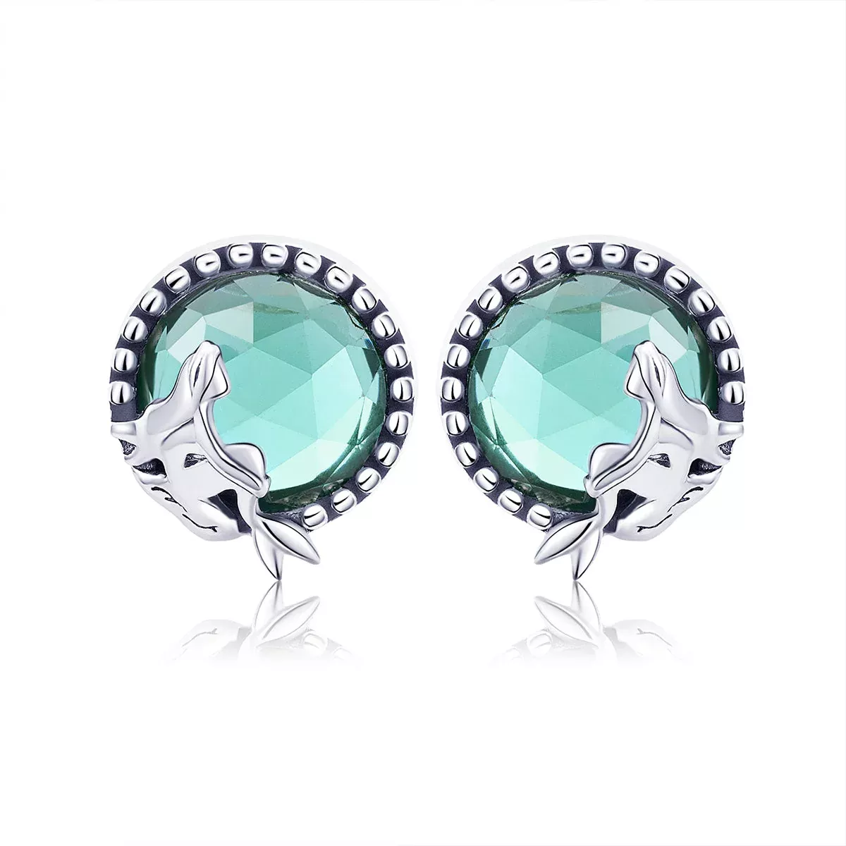 S925 Oxidized Silver Transparent Glass Earrings for Women