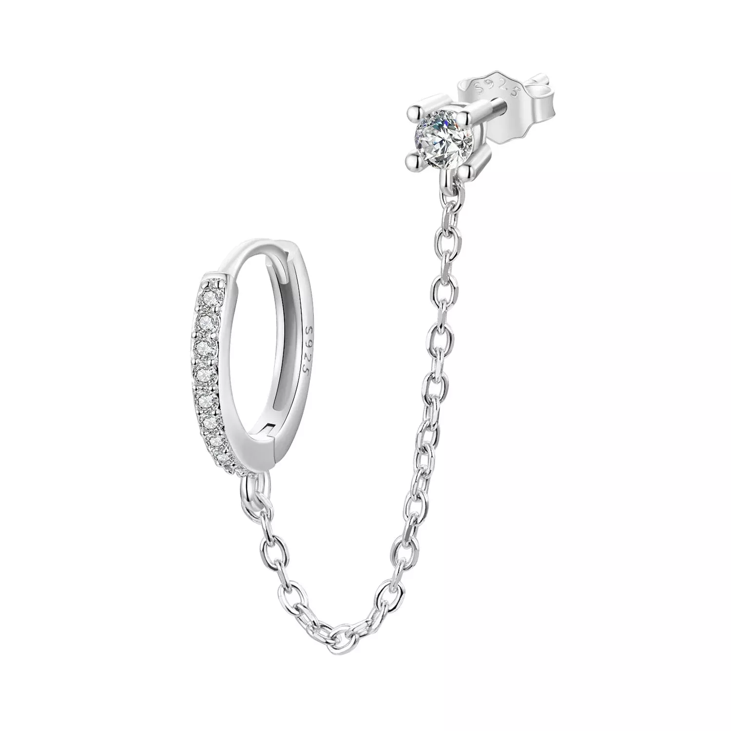 S925 Sterling Silver 3mm Pavé Setting CZ Earrings for Women