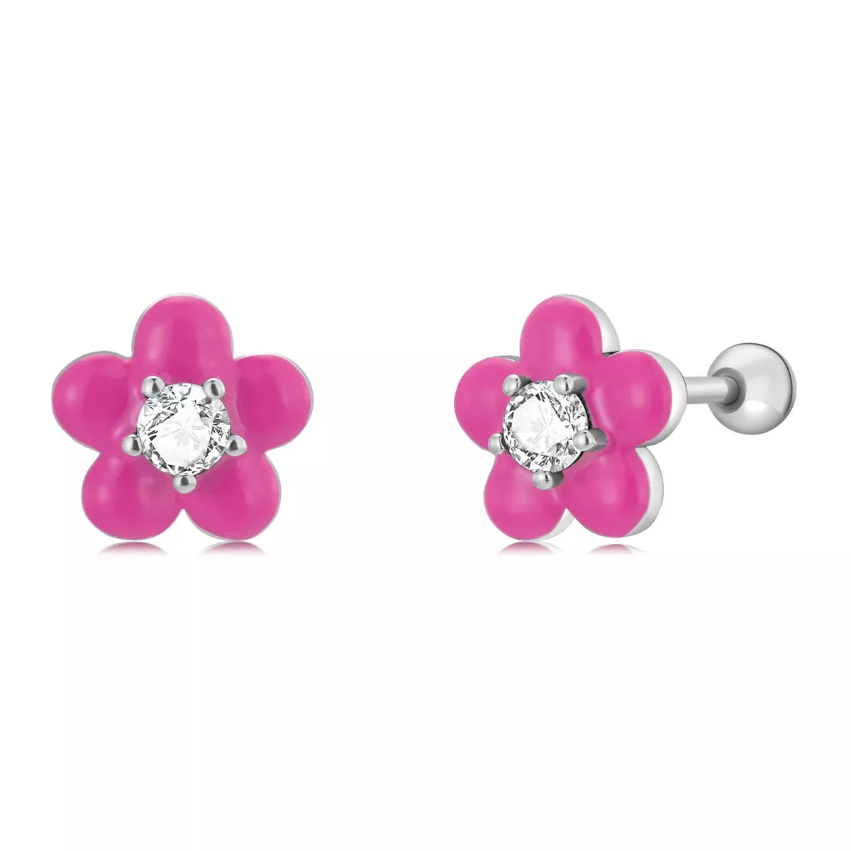 S925 Sterling Silver CZ Pavé Enamel Oxidized Earrings