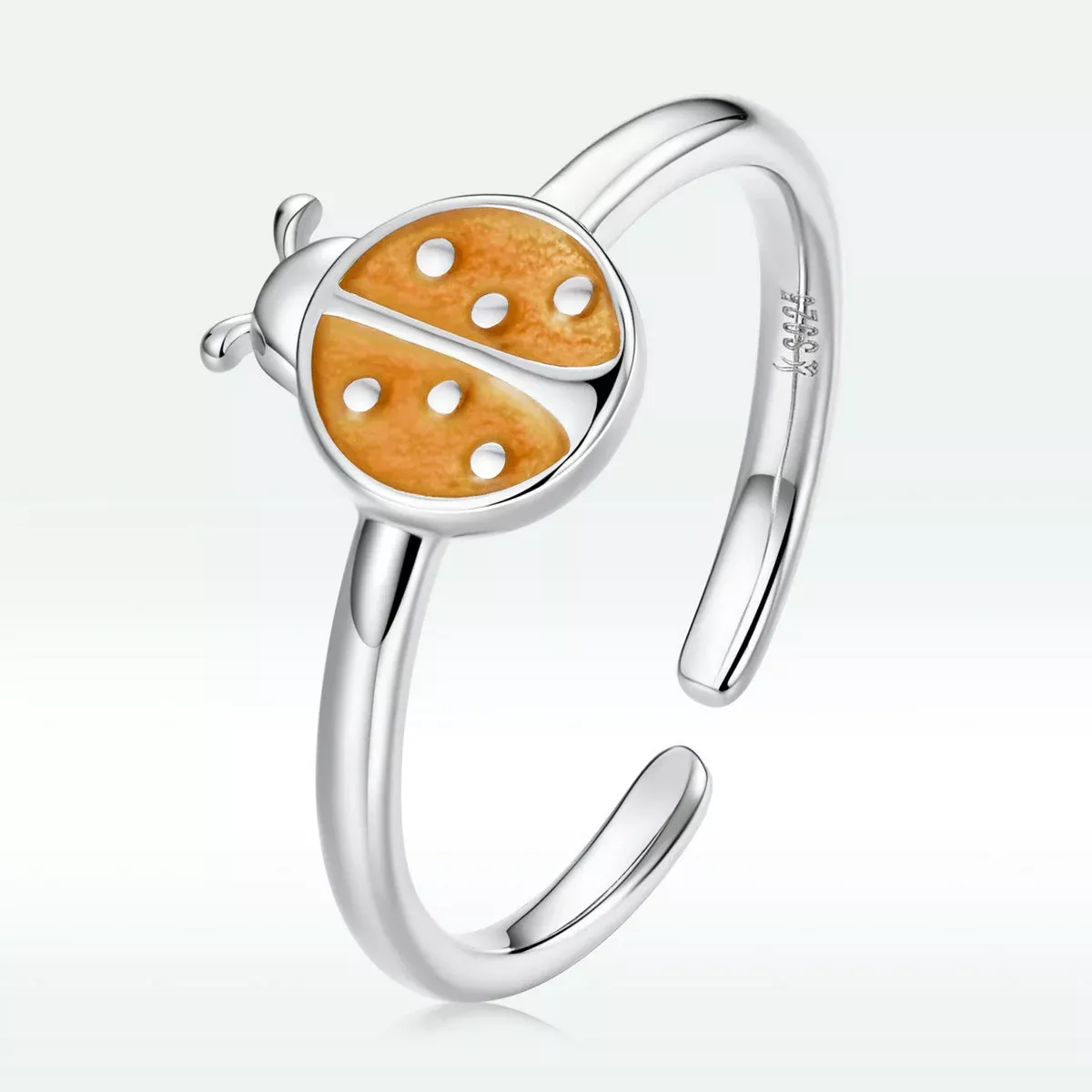 S925 Sterling Silver Ladybird Enamel Ring for Women