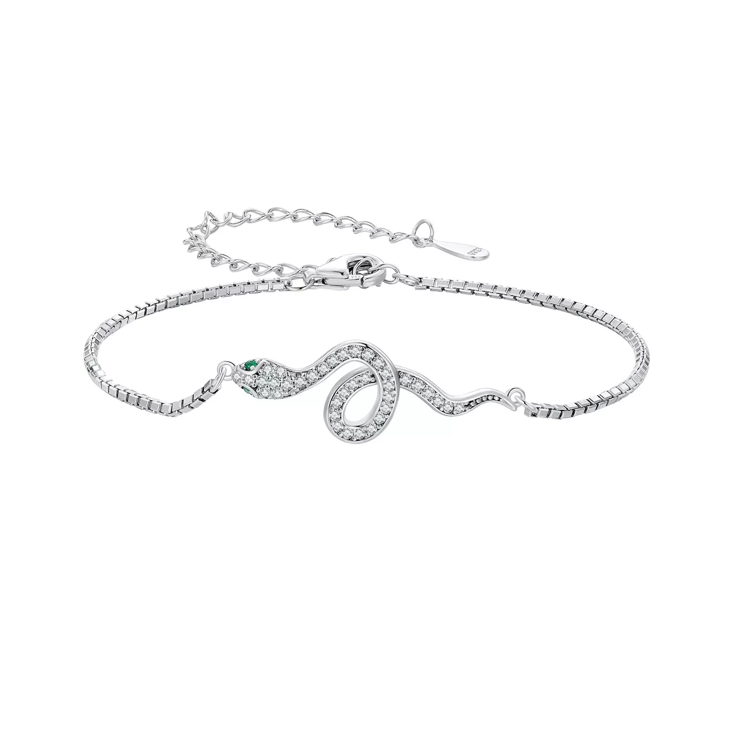 S925 Sterling Silver & Pavé CZ Platinum-Plated Bracelet