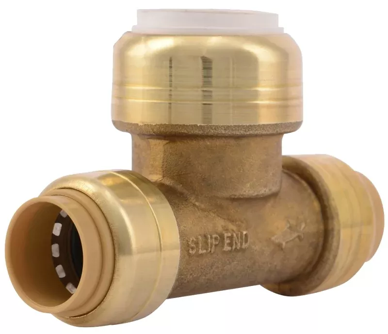 SharkBite UIP363A Transition Pipe Tee, 1/2 in, Push-to-Connect, DZR Brass