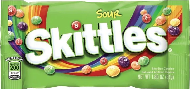 Skittles SSKIT24 Candy, Assorted Fruits, Sour, 1.8 oz Bag, Pack of 24