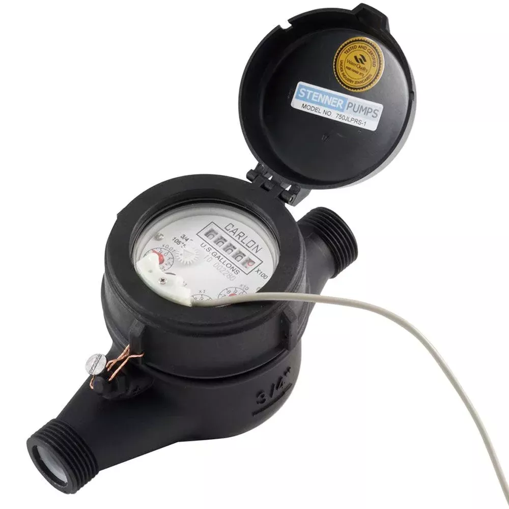 Stenner JLP0750-10PPG Plastic Water Meter, 3/4", 10PPG