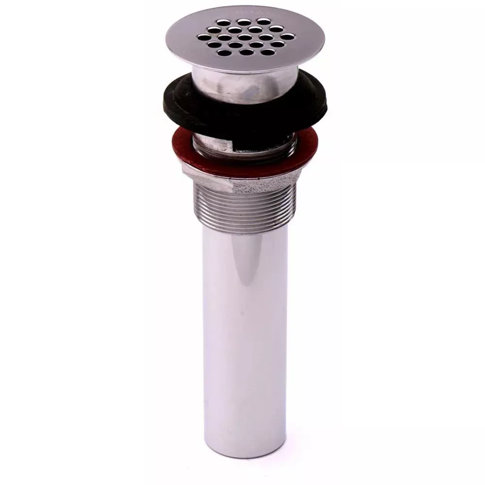 T&S Brass B-0899 Drain with Grid, Polished Chrome Plated Brass