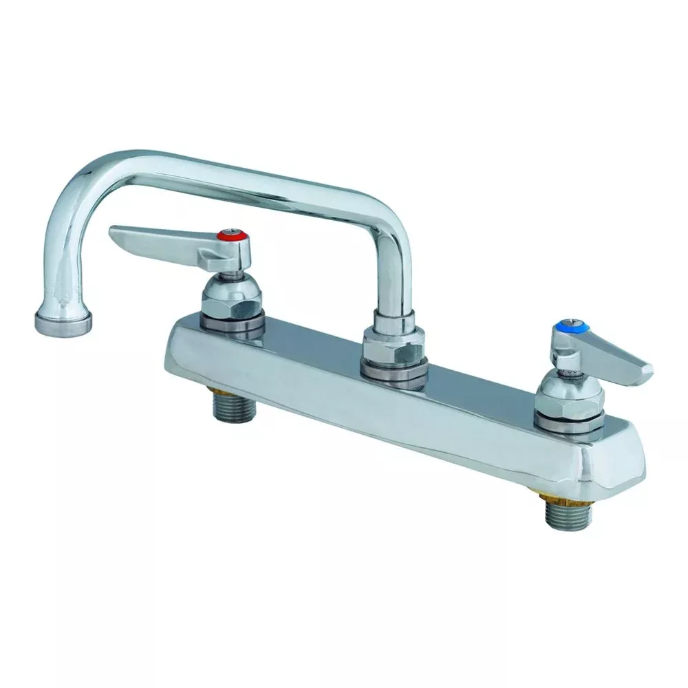 T&S Brass B-1121 Deck Mounted Workboard Faucet with 8" Centers, 8" Swing Nozzle