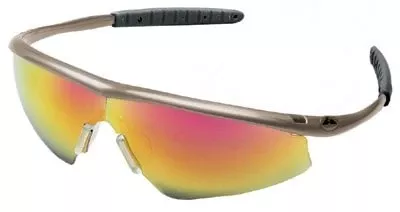 Tremor Protective Eyewear With Fire Lens, Taupe Frame, Polycarbonate, And Red Mirror Lens