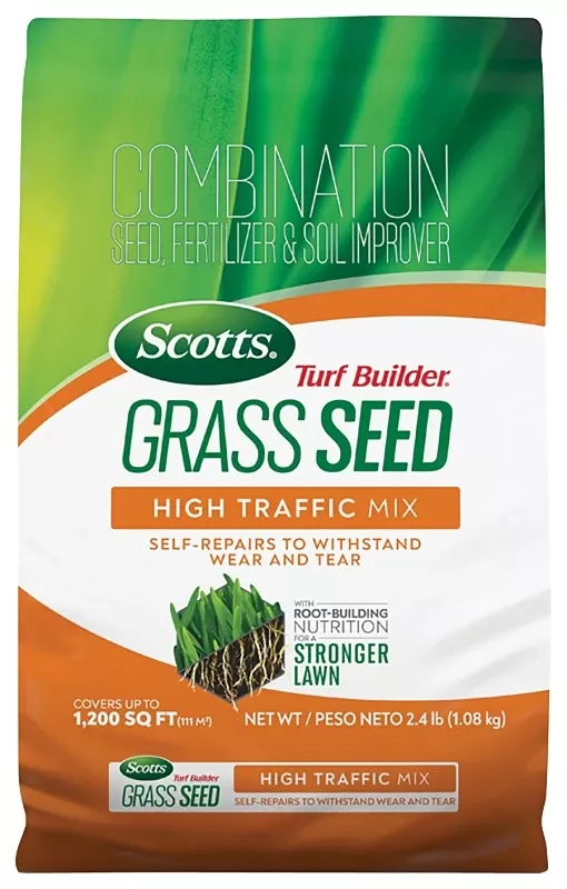Turf Builder Grass Seed High Traffic Mix, 2.4 Lbs., Covers 400 Sq. Ft.