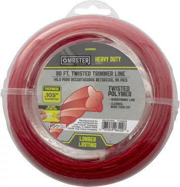 Twisted String Grass Trimmer Line, Orange Red, .105 In. Dia. X 90 Ft.