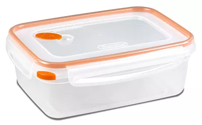 Ultra-seal Food Container, Rectangle, Clear/tangerine, 8.3-cups