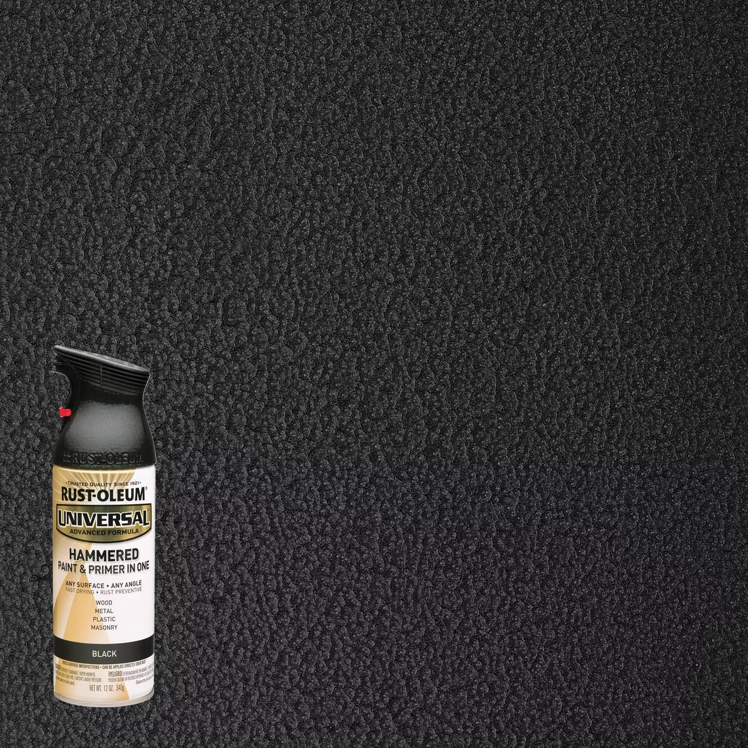 Universal Paint & Primer Hammered Spray Paint, Black, 12-oz