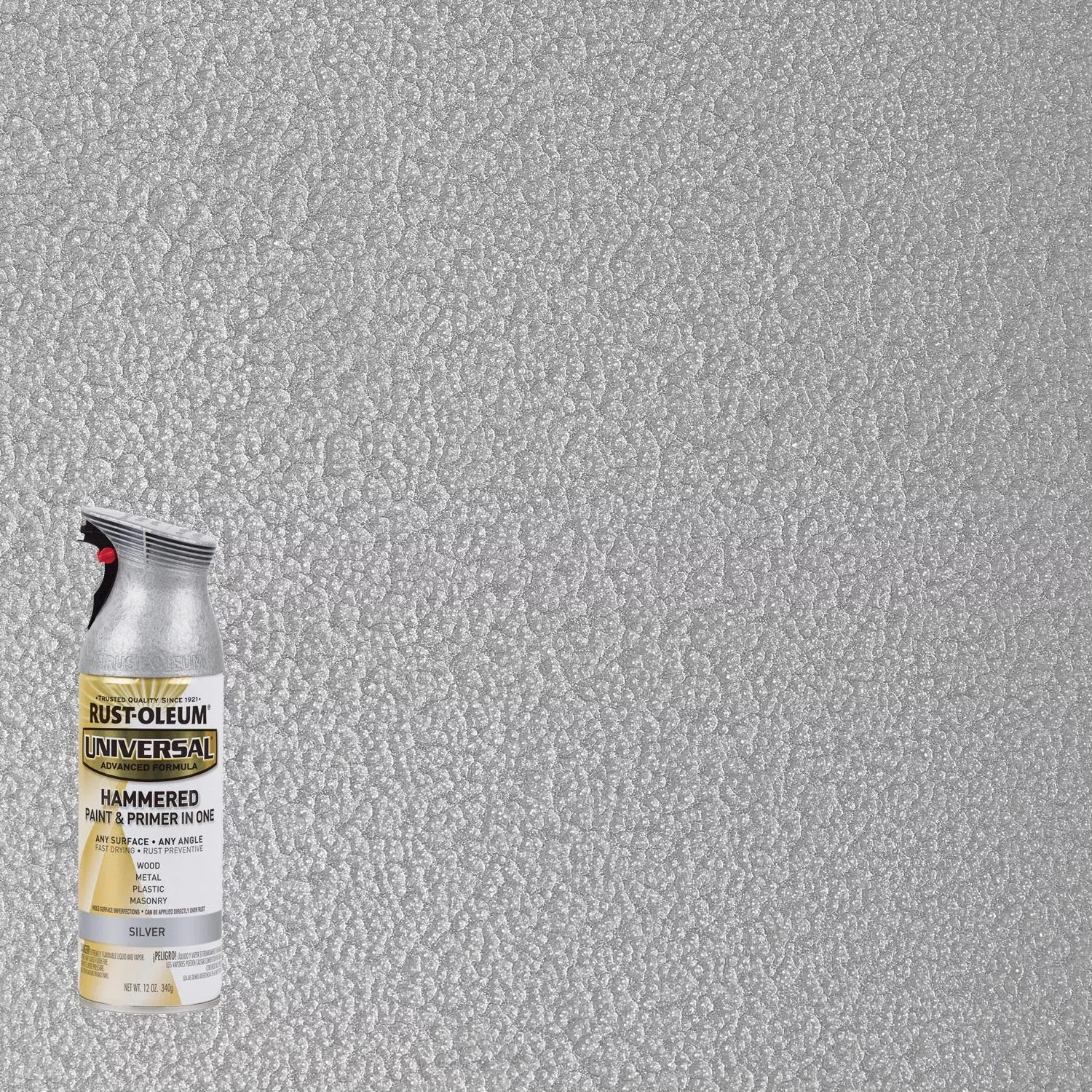 Universal Paint & Primer Hammered Spray Paint, Silver, 12-oz