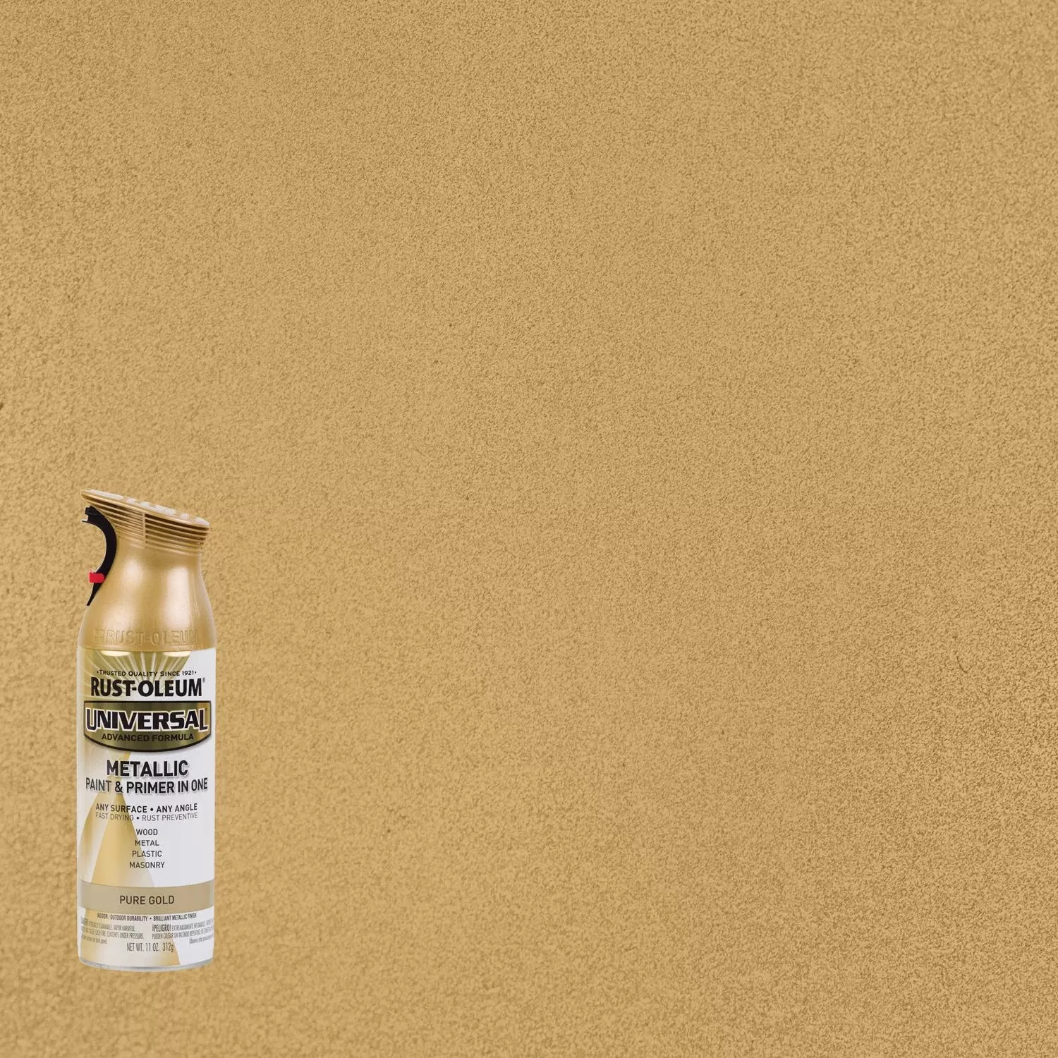 Universal Paint & Primer Metallic Spray Paint,Pure Gold, 12-oz.