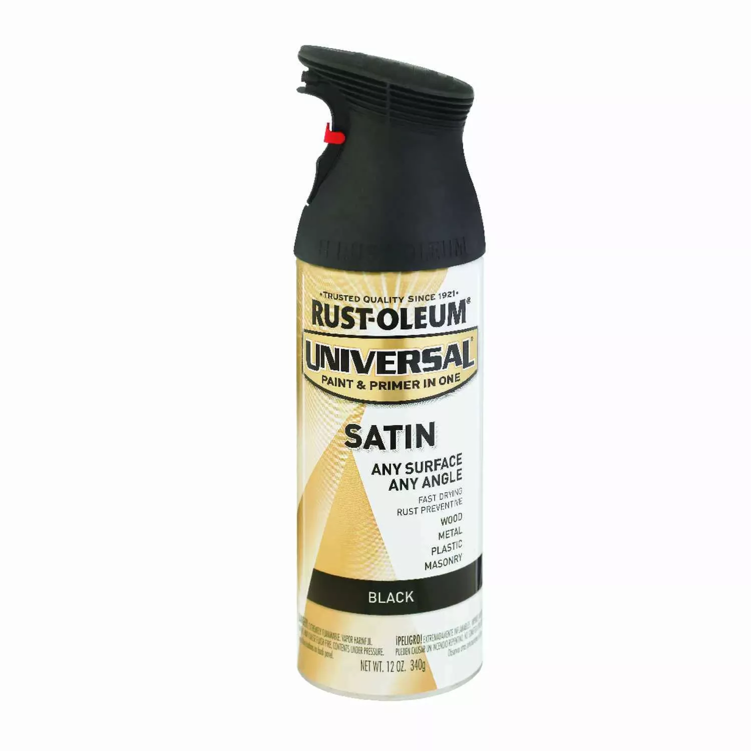 Universal Paint & Primer Satin Spray Paint, Black, 12-oz