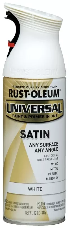 Universal Paint & Primer Satin Spray Paint, White, 12-oz
