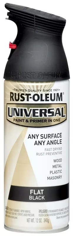 Universal Paint & Primer Spray Paint, Black Flat, 12-oz
