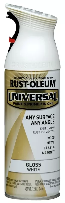 Universal Paint & Primer Spray Paint, White Gloss, 12-oz.
