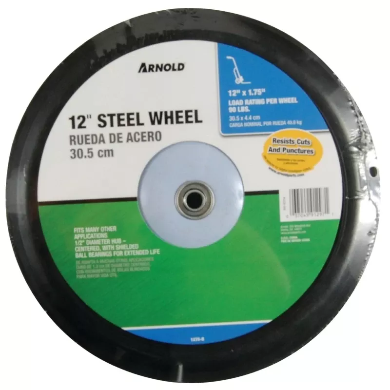 Universal Symmetrical Replacement Lawn Mower Wheel, Steel, 12 In.