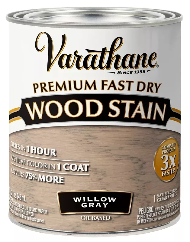 Varathane 357180 Wood Stain, Willow Gray, Liquid, 1 qt