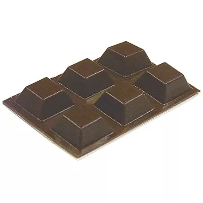 Vinyl Bumpers, Self-adhesive, Brown, Square, 1/2-in., 6-pk.
