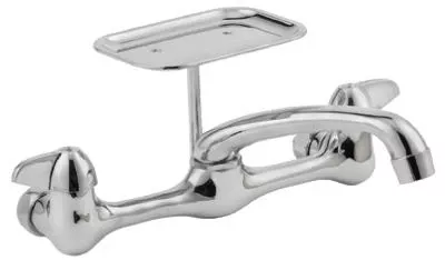 Wall-mount Kitchen Faucet, 2 Handles, Chrome Plated