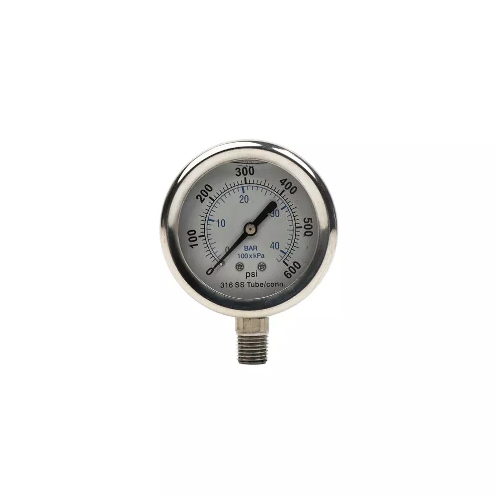 Water Pressure Gauge 600 PSI, 1/4" MPT, 2.5" Dial, Lower Back Mount, SS Case