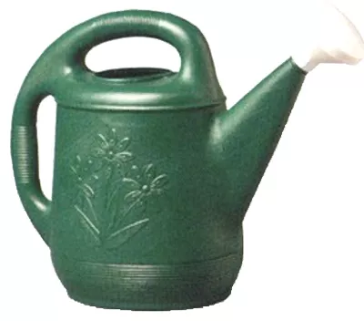 Watering Can, Classic Green Plastic, 2 Gallons