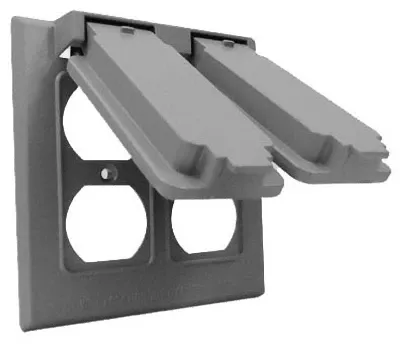 Weatherproof Flip Cover, Double Gang, Gray