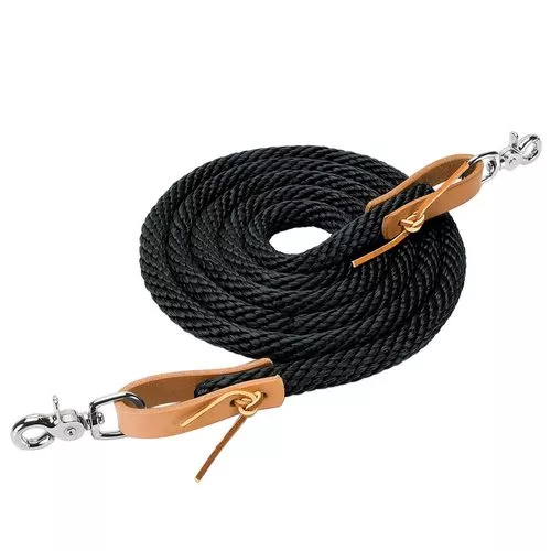 Weaver Leather Black Poly Roper Rein, S1 3/8" x 8"