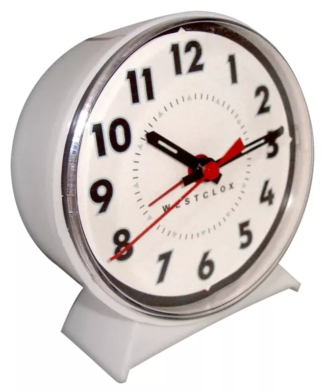 Westclox 15550 Loud Bell Alarm Clock, Plastic Case, White Case