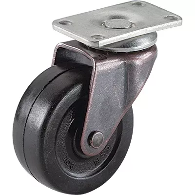 Wheel Caster, Soft Black Rubber With Copper Finish Plate, 2-in., 2-pk.