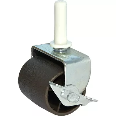 Wheel Stem Caster With Brake, Brown, 2-in., 2-pk.