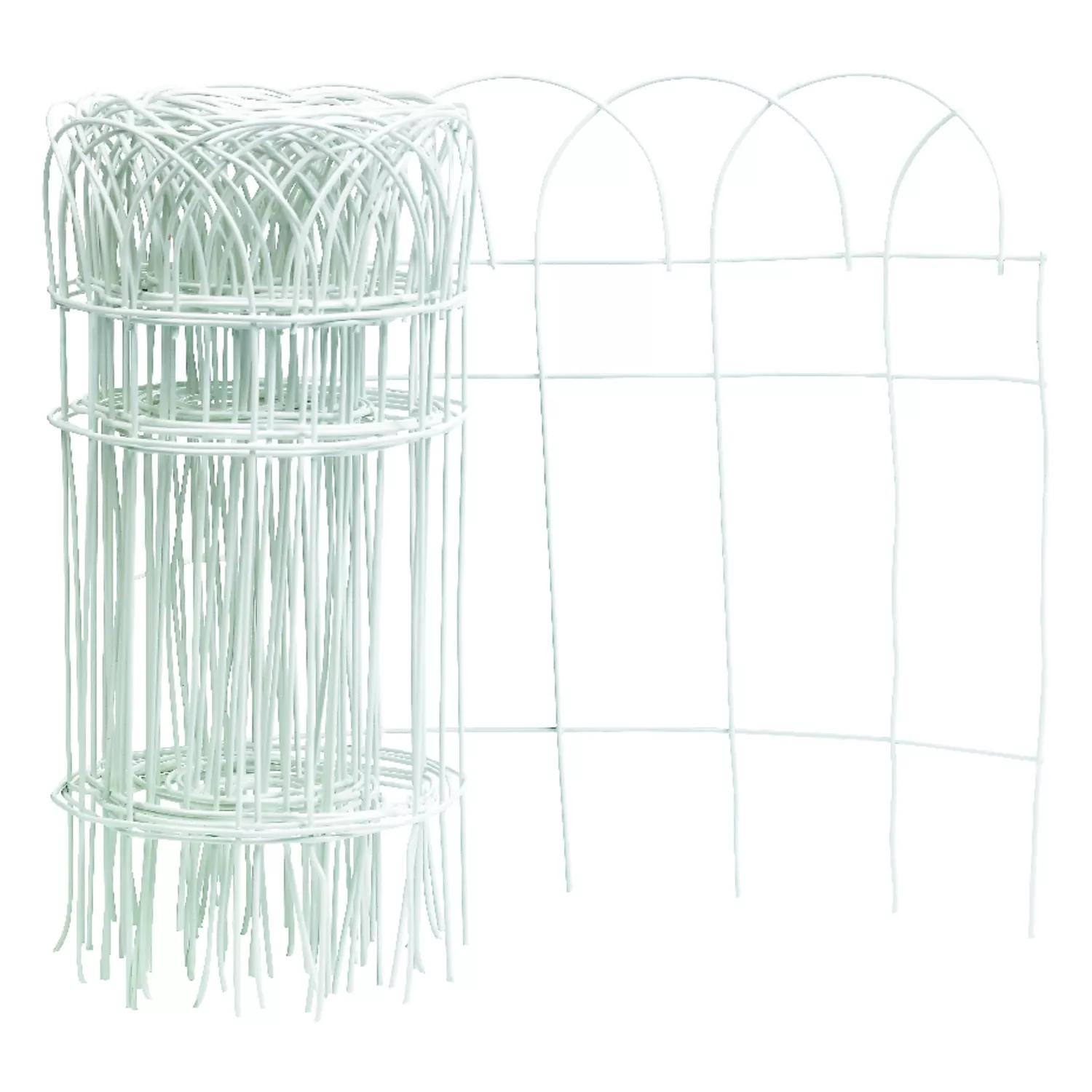 White Round-top Garden Fence, 14-in. X 20-ft.