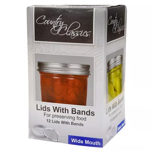 Wide Mouth Jar Lids and Bands Universal Fit (12 Pack)