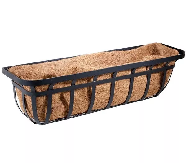 Window Planter Trough Basket, Flat Iron Motif, 30-in.