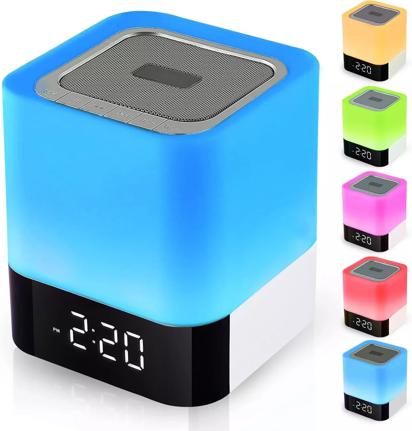 Wireless Bluetooth Speaker for Bedroom, Night Light Alarm Clock with 48 Color Changing, Touch Sensor Bedside Lamp, MP3 Music Player, Gifts