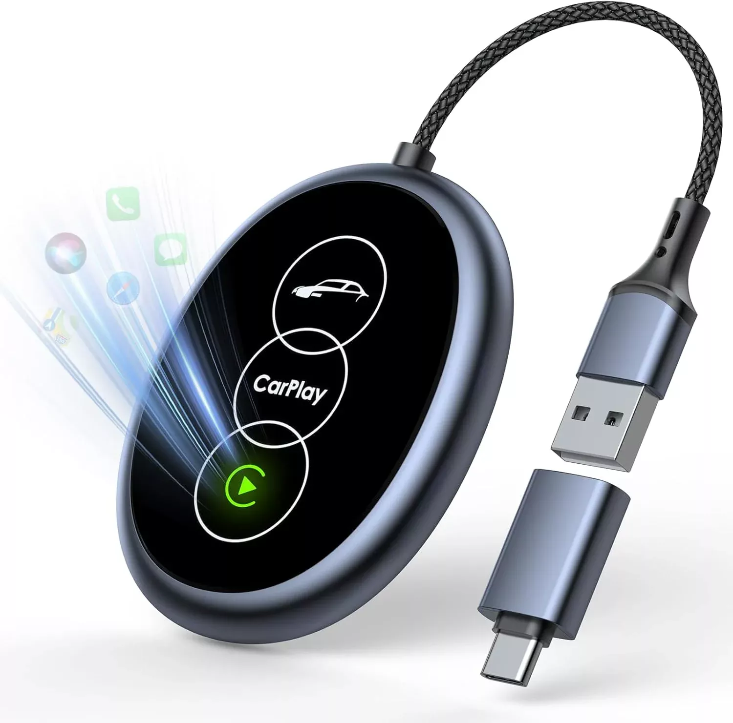 Wireless CarPlay Adapter for iPhone, 2025 Upgraded Converts Wired to Wireless, Plug and Play Mini Car Play, Built-in Apple CarPlay, Compatible with iPhone iOS 10+ and 2016+ Cars