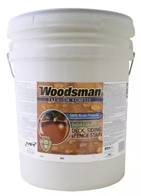 Woodsman Deck, Siding & Fence Stain, Acrylic, Solid-color Light Base, 5 Gallons