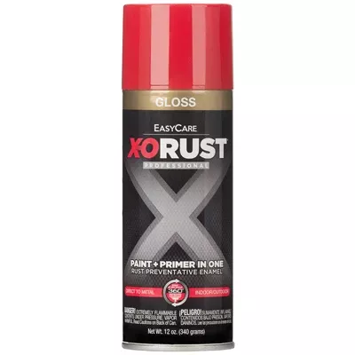 X-o Rust Anti-rust Enamel Spray Paint & Primer, Hot Red Gloss, 12 Oz.